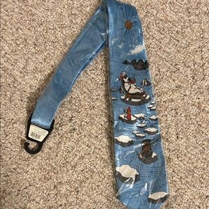 Polar Bear Relaxing Sunglasses Fishing On Ice North Pole Arctic Novelty Tie NWT